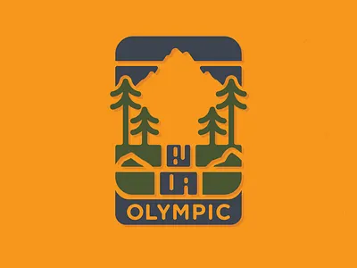 Olympic National Park Badge badge flat icon logo mountains national park olympic patch simple trees vector washington waterfall