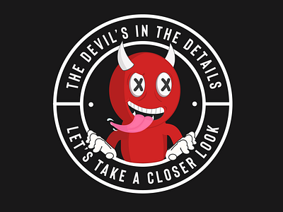 The Devil 's In The Details 2d art adobe illustrator ai badge black cartoon cartoon character character cuphead details devil flat horns illustration pink red tongue