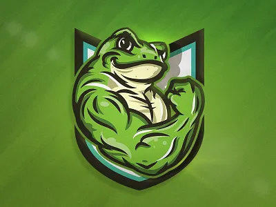 Flexing Frog app athletic brand branding character esports frog illustration illustrator logo design mascot mascot design sport