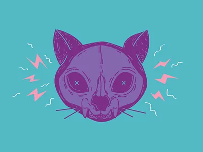 Power Cat cat color cute fun illustration kitty skeleton skull