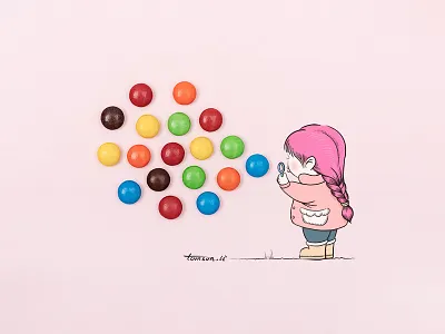 blowing bubbles bubbles chocolate beans creative drawing girl illustration mm painting photography still life