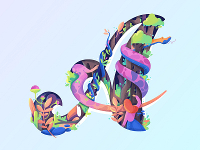 A for Adventure 36daysoftype adventure cards gradient icon illustration jungle landing page login logo nature plants snake travel travel app typography website