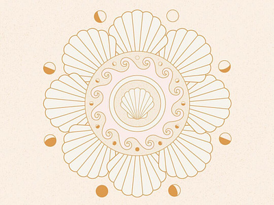 Moon Phases and Ocean Tides design icon illustration mandala moon moon phases ocean shells vector