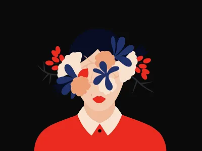 I'd rather be hard to love than easy to leave design flat flatillustration floral girl illustration ipadpro minimal red vector