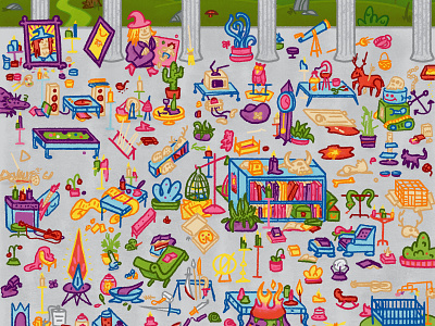 Wizard Workshop clutter doodle illustration skulls stuff wizard