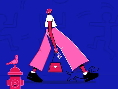 Walking Around affinity affinitydesigner character dog illustration street ui vector walking
