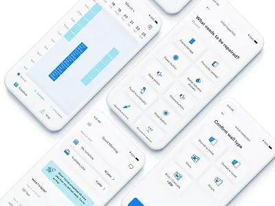 Technicians app app blue calendar cheacklist mobile schedule shifts