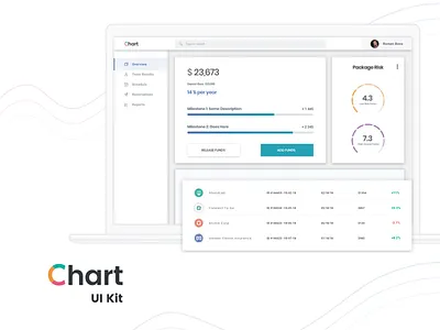 Investment service - Overview page chart donut free legend linear pie plot progress sketch web