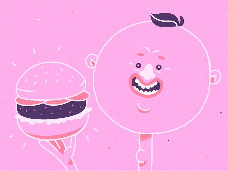 Munch Munch after effects animation burger cartoon cheeseburger framebyframe hamburger illustration ipadpro motion design munch roughanimator yummy