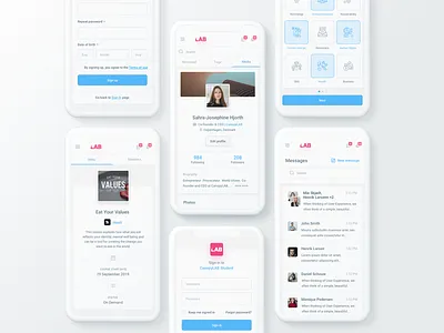 CanopyLAB - Mobile versions course design elearning learning learning app learning platform messages mobile profile sign up ui ux
