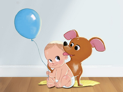 baby boy baby boy dog ilustration