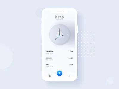 Clock App (Concept) app app design blue clean ui clock dailyui design gradient minimal modern photoshop time typography ui ux xd