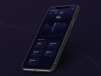 SmartHome App - Statistics Screen android app app design dark design ios mobile app smarthome ui