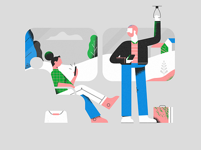 Passengers character design communication commute contact illustration landingpage patswerk phone styleframe textures train transport vector web illustration woman