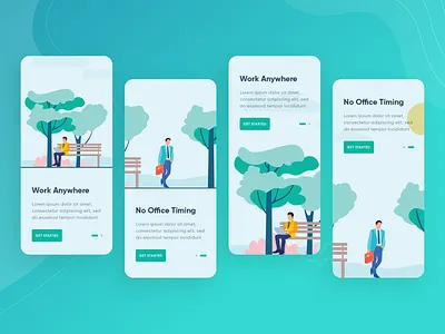 Onboarding Screen animation app colorful design illustration instruction screens iphonex man motion nature onboarding onboarding screen swipe tree trending uiux