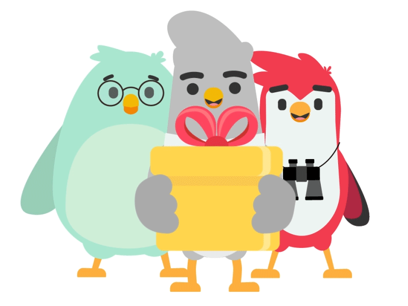 All Trackers Gift 2d after effects animals animation berlin bird character character design characters design gift illustration mexico vector