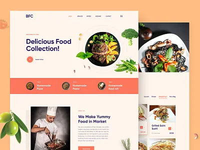 Restaurant Landing Page bakery breakfast catering clean delicious designer ecommerce food giga healthy landing organic restaurant site ui ux web website