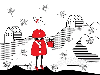 Taking A Long Walk art art collective black and white deer deer illustration design digital art digital illustration digital store ecommerce halx halx store illustration illustrationdaily mascot mascot character