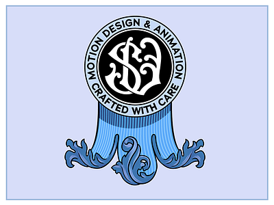 Monogram - S V , engraved style baroque engraved monogram