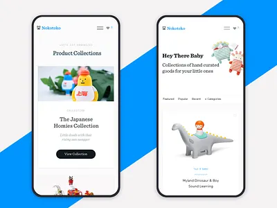 Nokotoko Product Cards on Mobile cards html kids products ui webapp