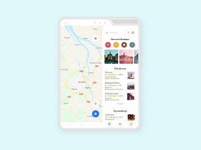 Google Maps App - Galaxy Fold app bordeaux clean design figma fold french designer galaxy google maps interface design samsung simple ui ux ux ui