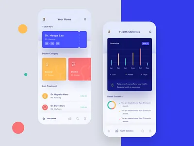 Treatment Ticket App - App Exploration app design doctor healthy homepage ios app iphone x statistics ticket app treatment uidesign uiux