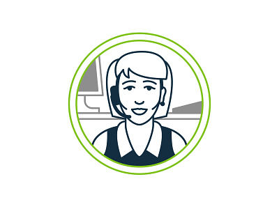Dispatcher Icon agriculture call call center circle computer graphic icon icon design iconography illustration phone set support tech woman