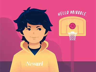 My Three-point shot character character design debute design dribbble dribble flat desig hello illustration vector