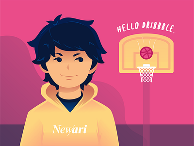 My Three-point shot character character design debute design dribbble dribble flat desig hello illustration vector