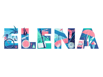 Elena beach harrypotter illustration lettering miguelcm minions name postcard waterpark