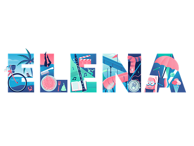 Elena beach harrypotter illustration lettering miguelcm minions name postcard waterpark