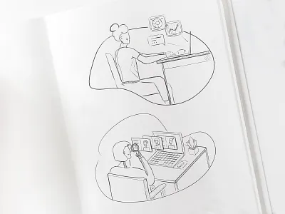 Illustration Sketches / Marketing Tasks for Payroll, HR SAAS accountant adobe photoshop hr illustration office searching profile sketch sketchbook working at computer