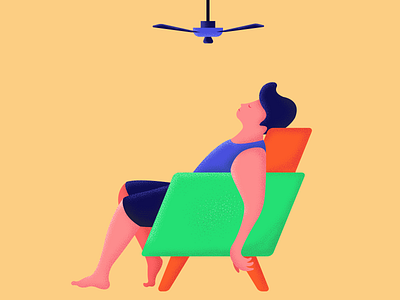 Getting Fried in Hot Summer adobe illustrator character character illustration design digital art graphic design hot illustration illustrations illustrator man relax sofa summer summertime ui ui design vector illustration visual design web