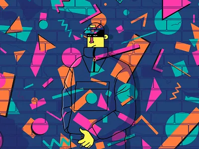 Mimetic 90s boy character colors design flat gang geometric illustration illustrator trap trapped vector