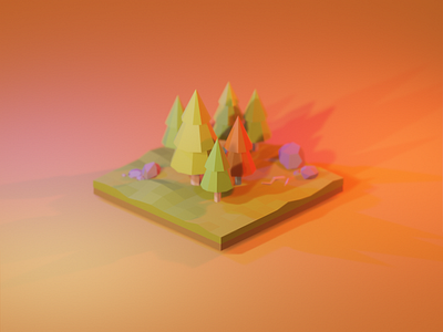 Forest blender blender3d bunny forest isometric low poly sam trees