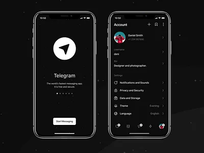 Telegram / Account app chat clean design dark theme design design app gui interface ios macos messenger mobile app design redesign telegram ui uidesign ux uxdesign webdesign