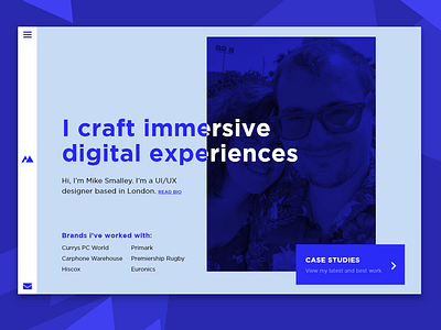 Mike Smalley Portfolio blue branding clean clean design color creative dark design flat interface landing page logo minimal portfolio simple typography ui ux web website