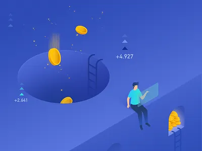 Gold coin art color design illustration ui