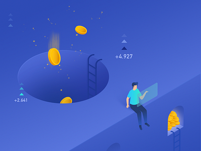 Gold coin art color design illustration ui