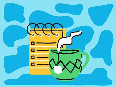 Checklist and Tea checklist cup illustration list memo pad notebook tea texture