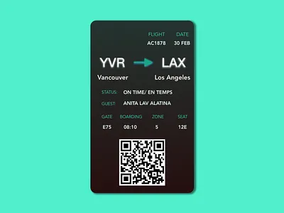 Daily UI Design Challenge 24: Boarding Pass 100 day challenge 100daychallenge boardingpass dailyui design travel ui ux