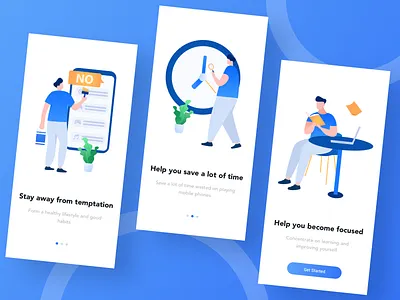 Phone lock application guide page alarm clock android character flowers focus guide pages help keep away save time within temptation