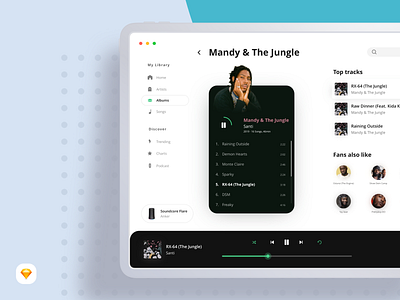 Mandy & The Jungle (Sketch Freebie) 2 download freebie ios ipad ipadpro mockup music music player sketch