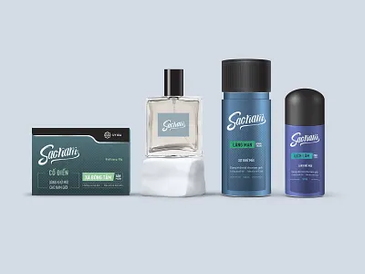 Sao Nam - Packaging cosmetic deodorant roller for men identity illustration logo mockup packaging perfume saonam soap spray deodorant uygia