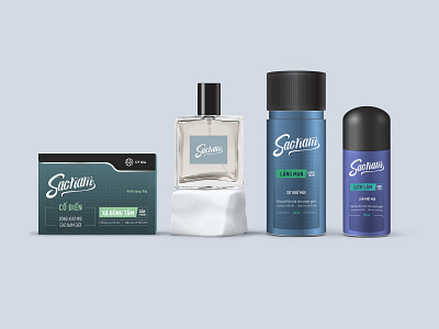 Sao Nam - Packaging cosmetic deodorant roller for men identity illustration logo mockup packaging perfume saonam soap spray deodorant uygia
