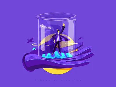 TAN#41 King in the cup bird blue cup design glass hand hard edge geometry illustration king man tan ui web