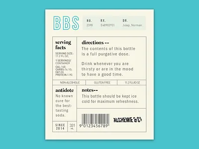 Alchemie Soda Bottle Back Label alchemie alchohol beer branding design flat graphic design label label design labeldesign soda soda can sticker typography vector vintage