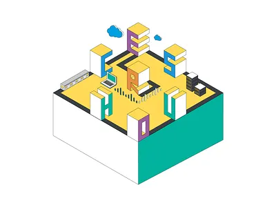 Community Concept building community island isometric