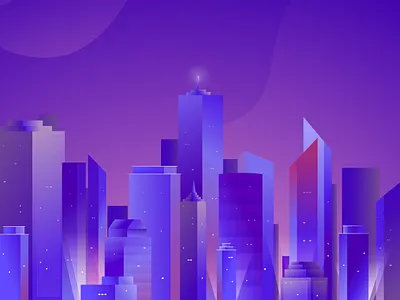 City Illustration city cityscape design flat illustration minimal purple skyscraper skyscrapers urban vector