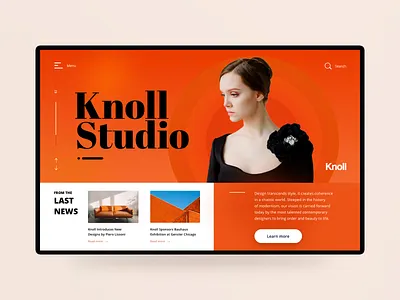 Knoll Studio Header beauty fashion girl header header design header image headers hero banner hero header hero image hero section model orange shot studio typogaphy ui web design webdesign woman